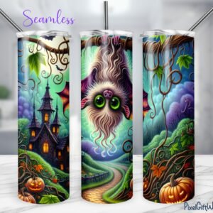 Halloween Tumbler Wrap Spooky Bat & Haunted House – Trending PNG